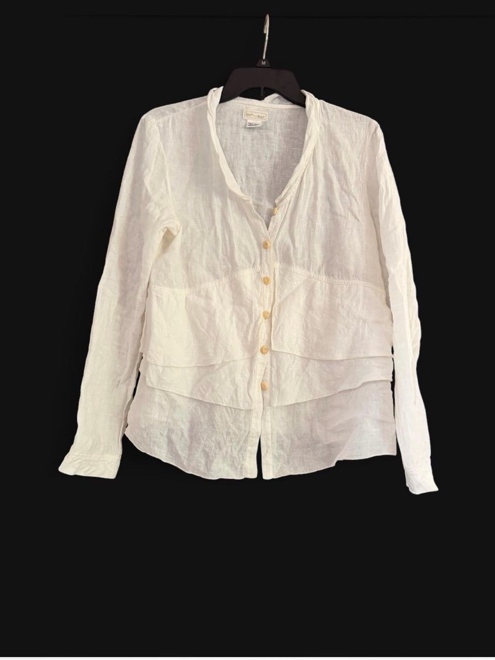 Lightweight linen White Layered Button-Front Blouse